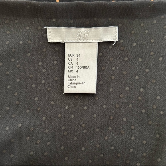 H&M Flare Sleeve Mini Shift Dress in Swiss Dot Black Brown - Picture 9 of 9